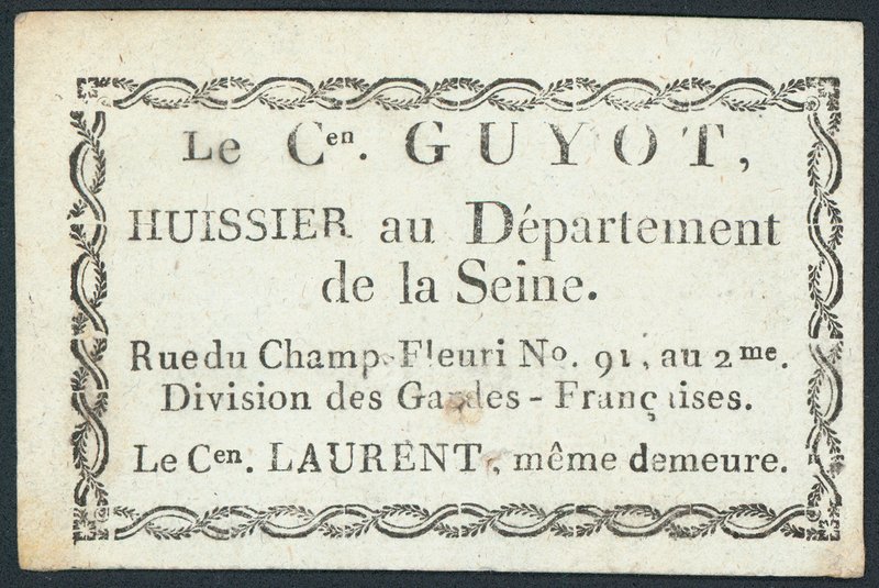 Guyot, icra memuru, ticaret kartı by French School