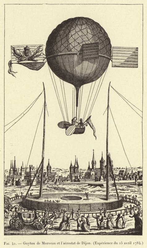 Guyton de Morveau ve Dijon aerostatı by French School