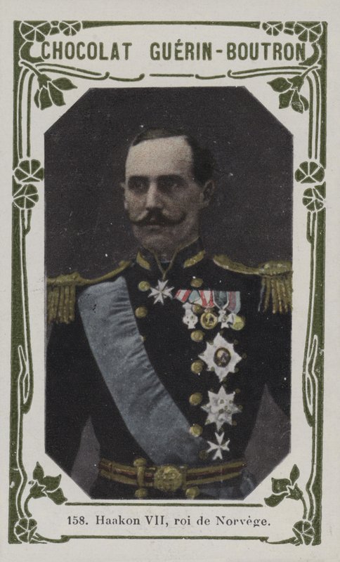 Haakon VII, roi de Norvege (coloured photo) by French School