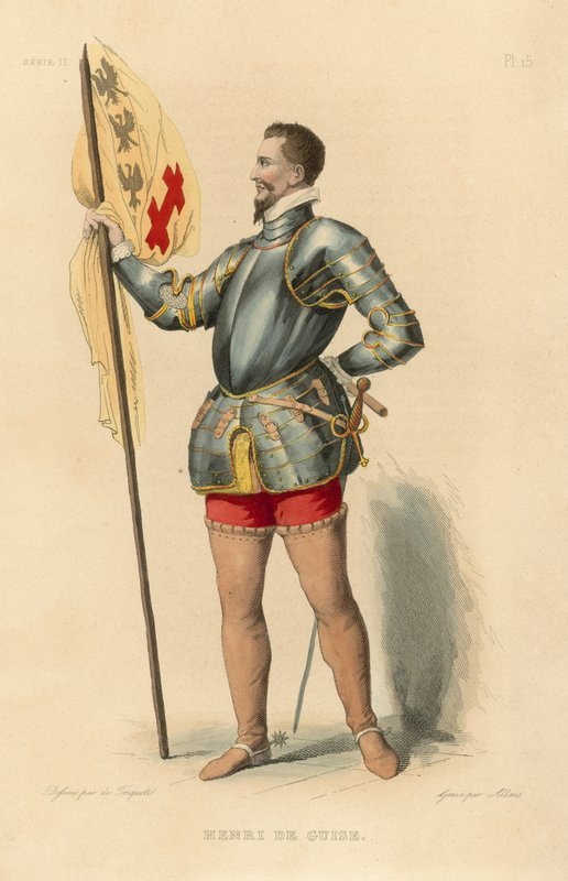 Henri de Guise (renkli gravür) by French School