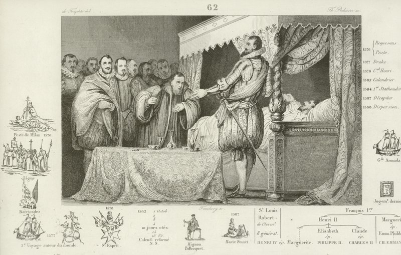 Fransa Kralı III. Henry ölüm döşeğinde, 1589 by French School