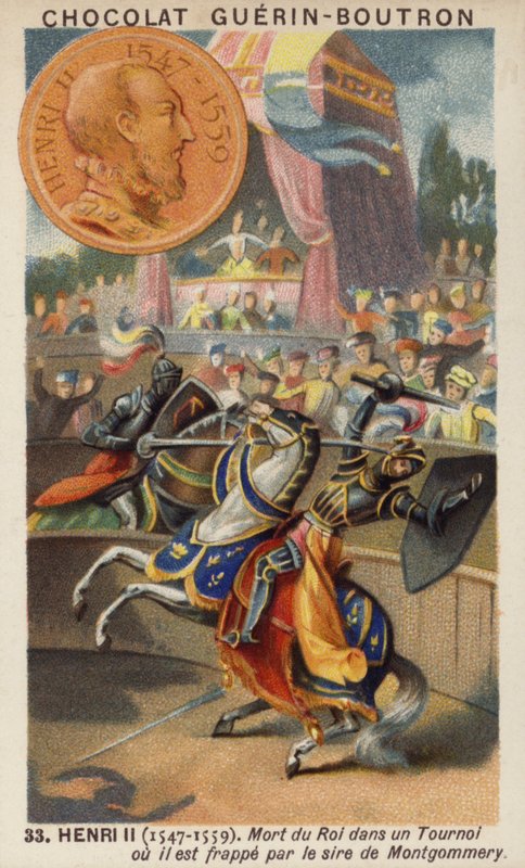 Fransa Kralı II. Henry, Gabriel Montgomery tarafından düzenlenen bir turnuvada öldürüldü. by French School