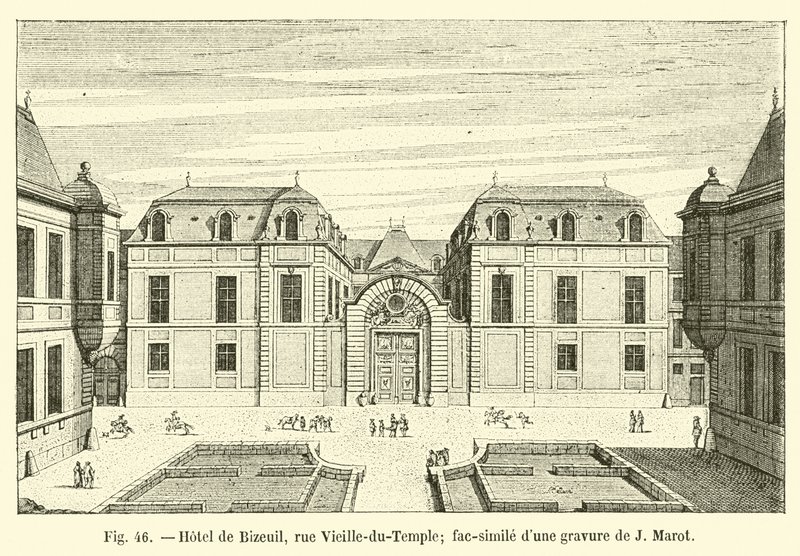 Hotel de Bizeuil, rue Vieille-du-Temple; J Marot tarafından yapılan bir gravürün tıpkıbasımı by French School
