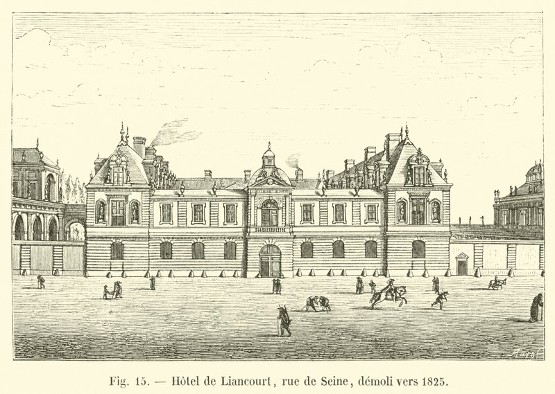 Hotel de Liancourt, rue de Seine, 1825 civarında yıkıldı by French School