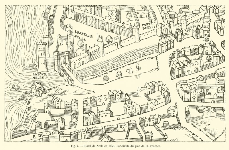 1550 yılında Hotel de Nesle, O Truchet haritasının tıpkıbasımı by French School
