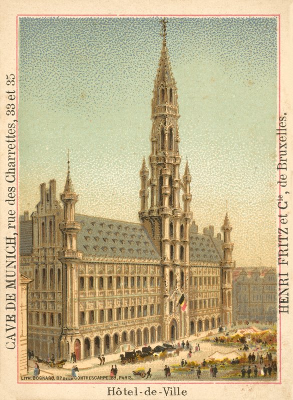 Hotel de Ville, Grand Place, Brüksel (chromolitho) by French School