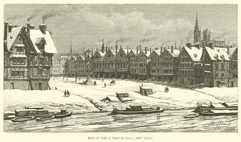 Belediye Binası ve Place de Greve, 13. yüzyıl by French School