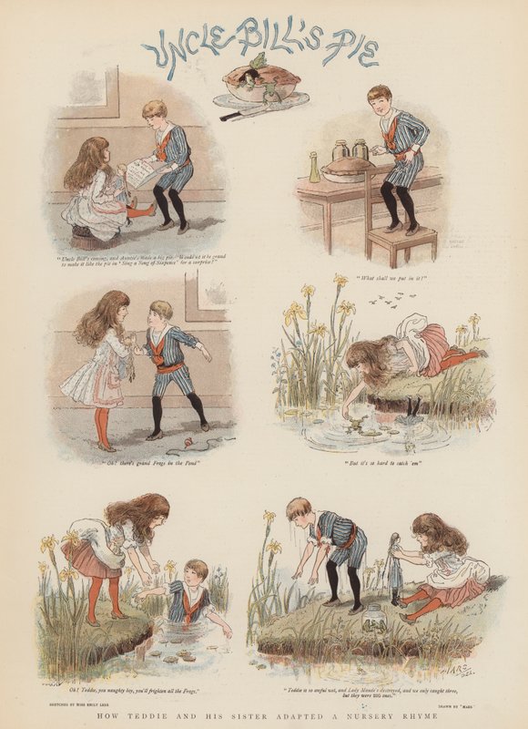 Teddie ve Kızkardeşi bir Tekerlemeyi (chromolitho) nasıl uyarladı? by French School