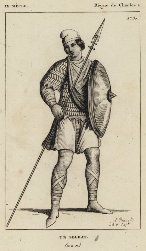 IX Yüzyıl, Charles II Saltanatı, Bir Asker (gravür) by French School