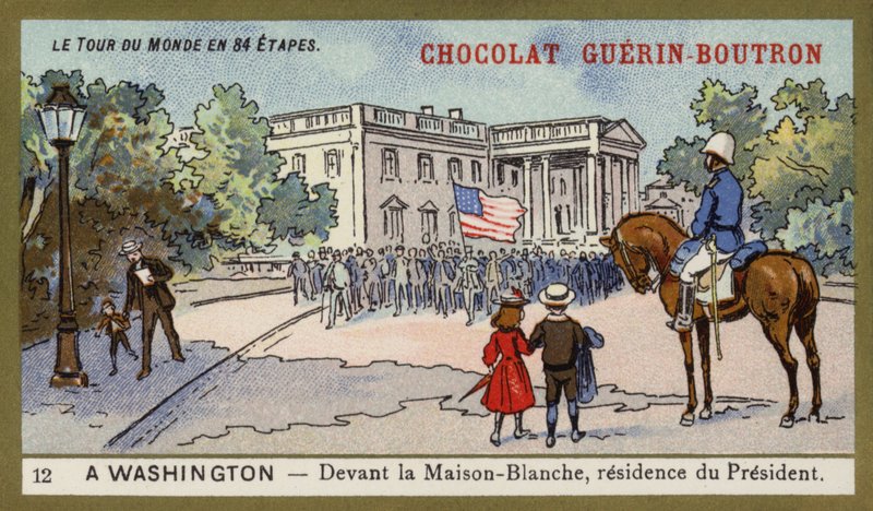Beyaz Saray'ın önünde, Başkan'ın ikametgahı, Washington DC (chromolitho) by French School