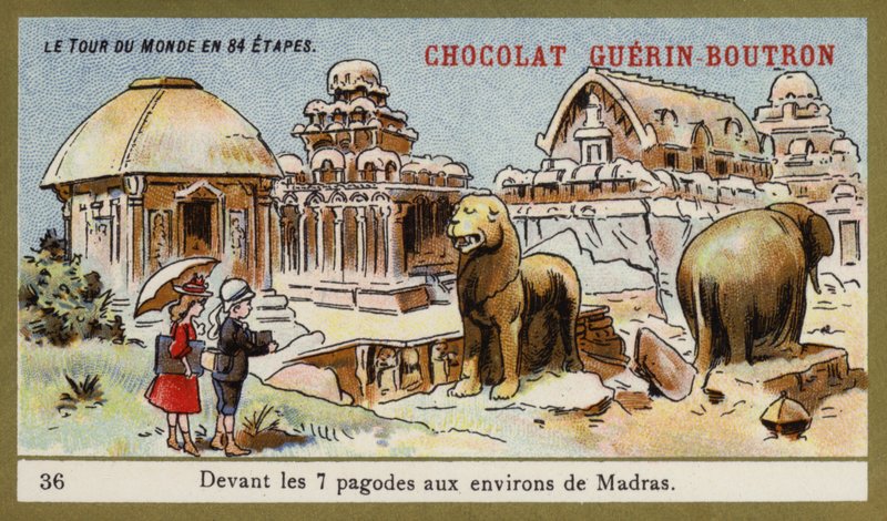 Madras bölgesindeki yedi tapınağın önünde (chromolitho) by French School