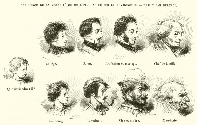 Ahlak veya Ahlaksızlığın Fizyonomiye Etkisi (gravür) by French School