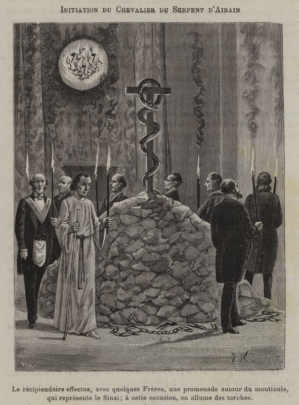 Bir Şövalye of the Brazen Serpent'in inisiyasyonu (gravür) by French School