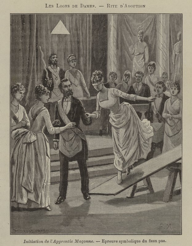Bir kadın locasında duvar ustası çırağının başlatılması (gravür) by French School