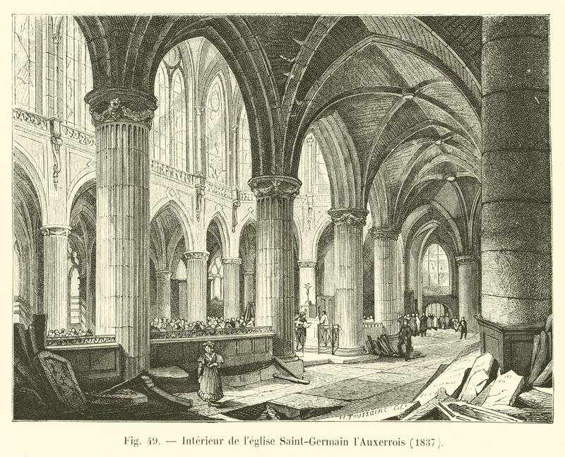 Saint-Germain lAuxerrois kilisesinin içi, 1837 by French School