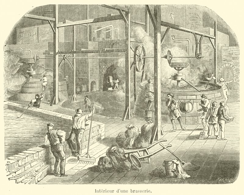 Bir bira fabrikasının içi (gravür) by French School