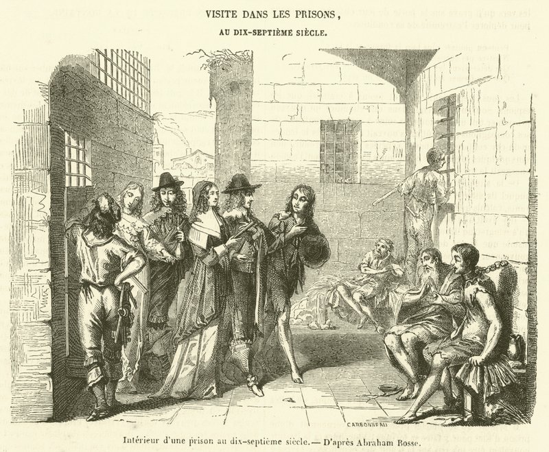 On yedinci yüzyılda bir hapishanenin içi (gravür) by French School