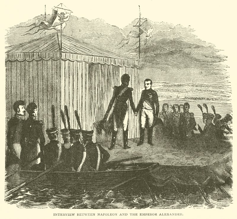 Napolyon ve İmparator Alexander arasındaki röportaj (gravür) by French School