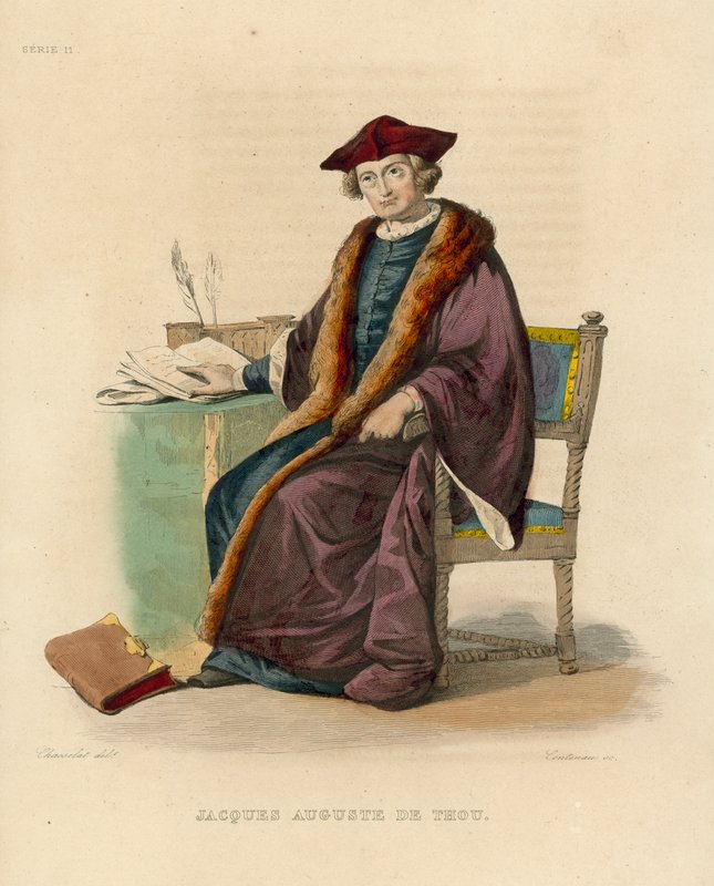 Jacques Auguste de Thou (renkli gravür) by French School