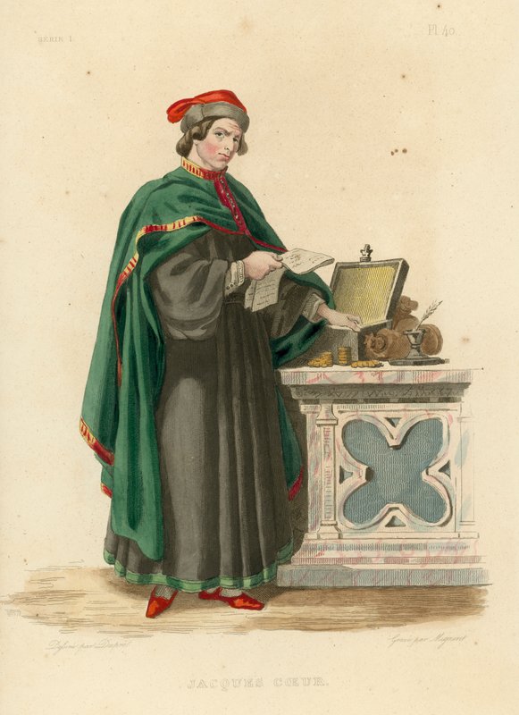 Jacques Coeur (renkli gravür) by French School