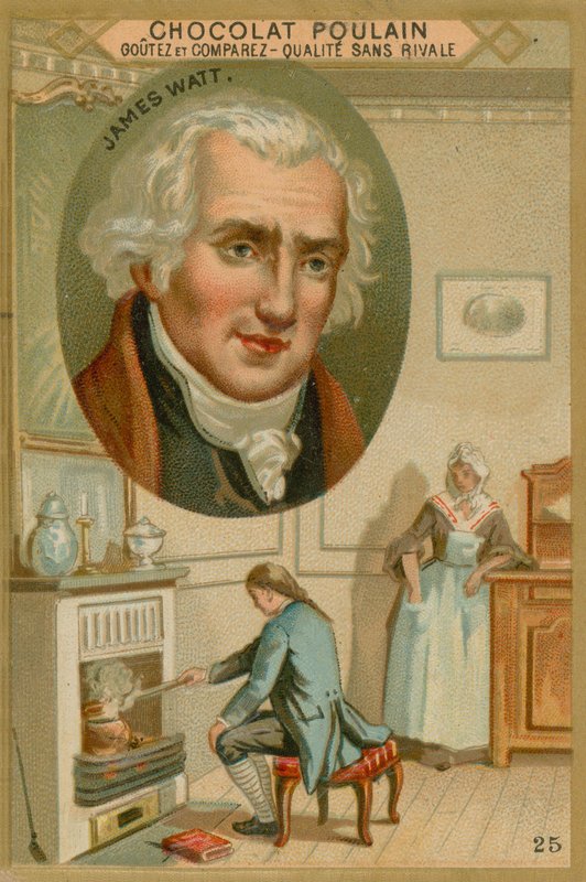 James Watt, Çikolata Poulain ticaret kartı by French School