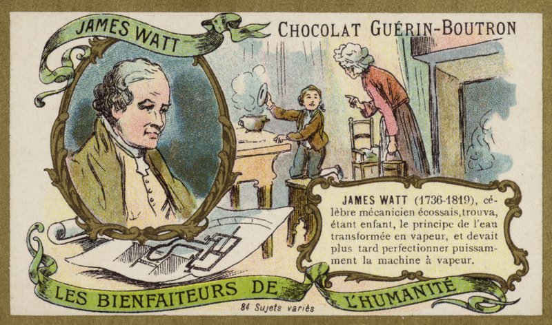 James Watt, İskoç mühendis ve mucit (chromolitho) by French School