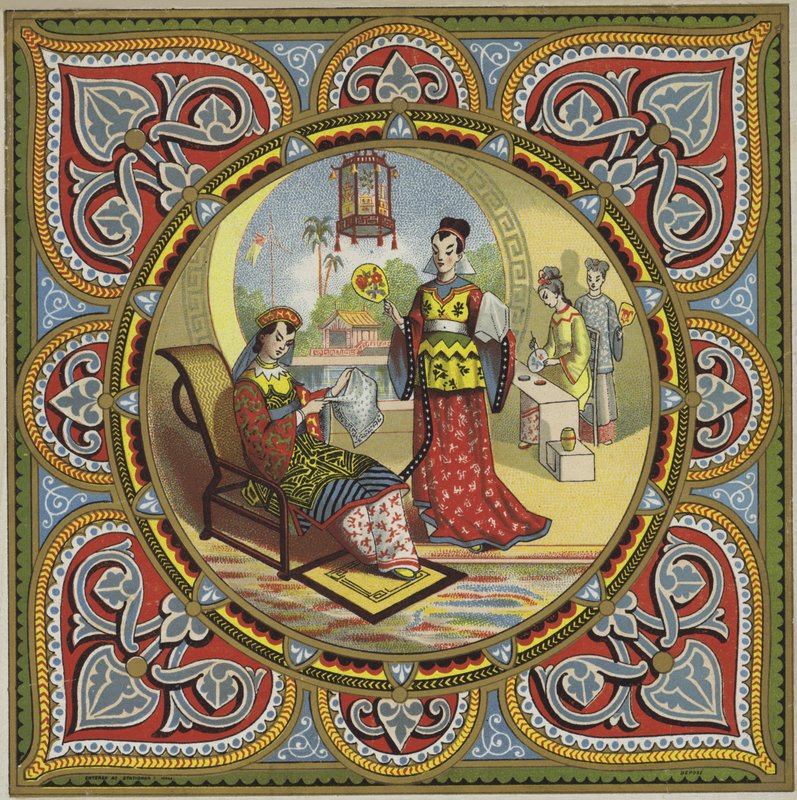 Japon (?) kızlar ve el işleri by French School