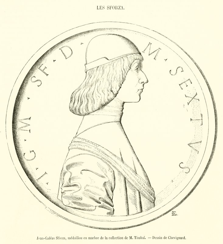 Jean-Galeas Sforza, M Timbal koleksiyonundan mermer madalyon (gravür) by French School