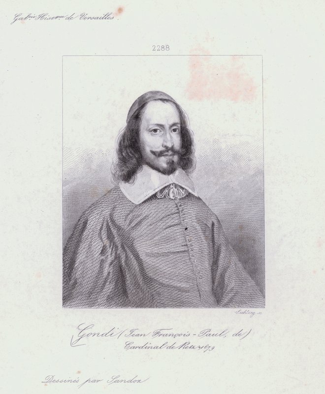 Jean Francois Paul de Gondi, Kardinal de Retz, Fronde iç savaşında Fransız din adamı ve ajitatör (gravür) by French School