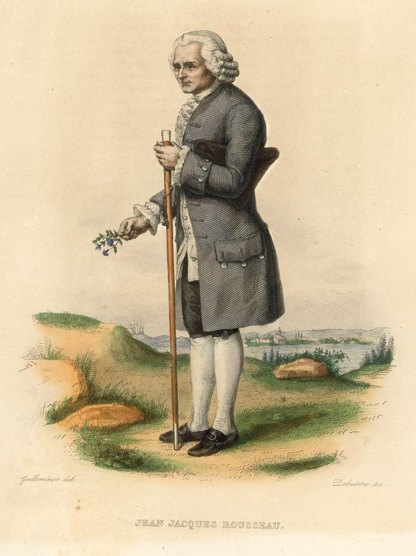 Jean Jacques Rousseau (renkli gravür) by French School