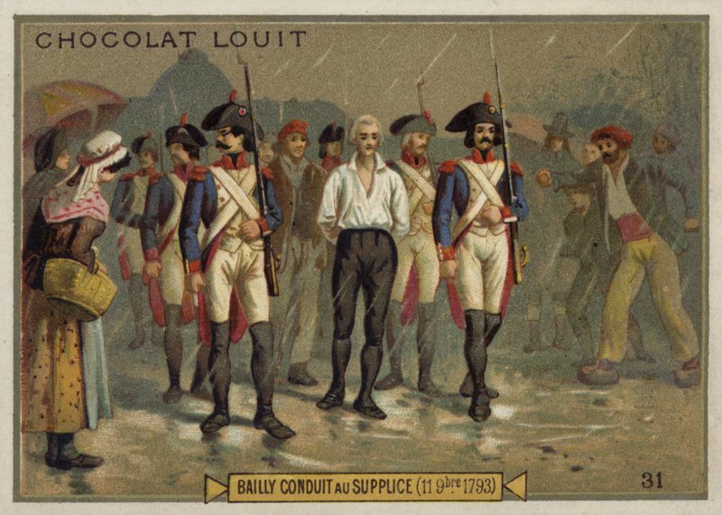 Jean Sylvain Bailly giyotine giderken, Fransız Devrimi, 11 Kasım 1793 by French School