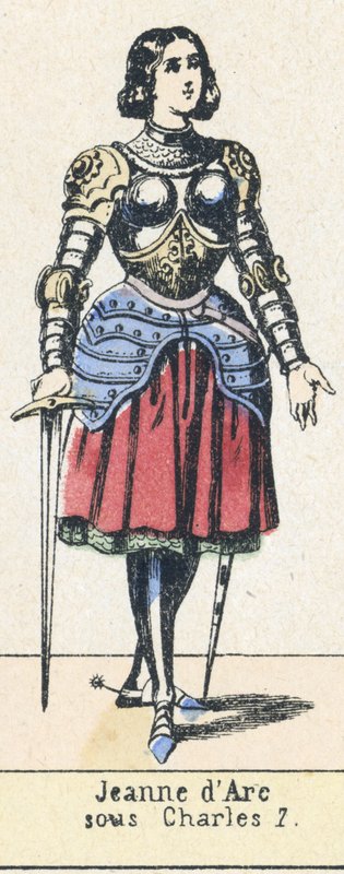Joan of Arc, Charles 7 altında (renkli gravür) by French School