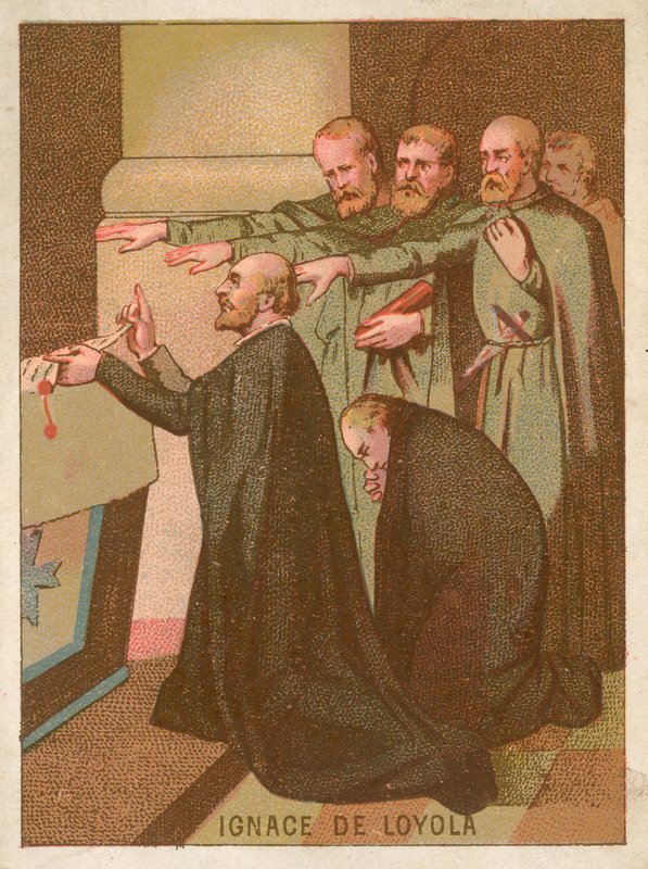 Bir sunakta diz çökmüş Loyolalı Cizvit rahip Saint Ignatius by French School