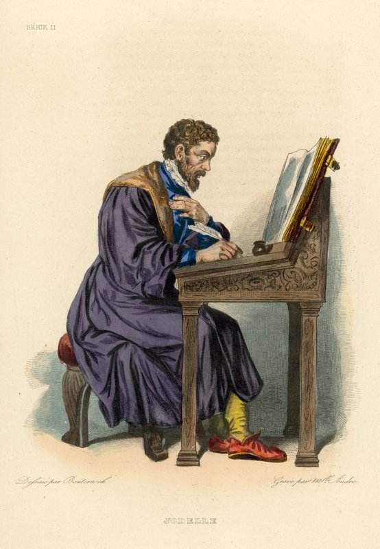 Jodelle (renkli gravür) by French School