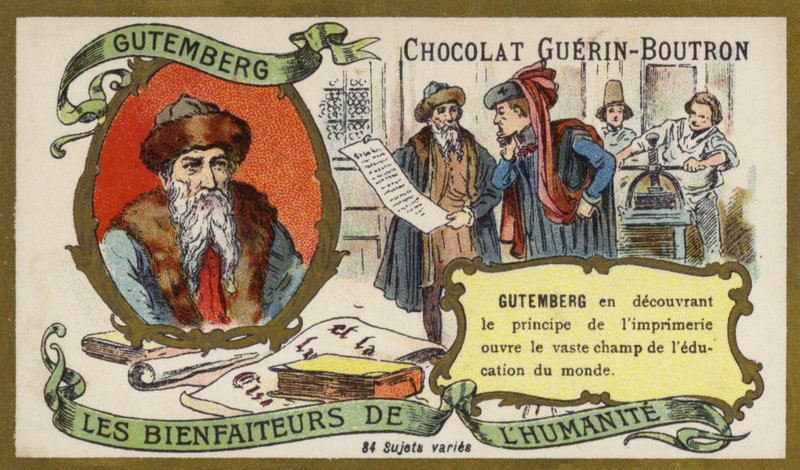 Johannes Gutenberg, Alman, oymacı, mucit ve yazıcı (chromolitho) by French School