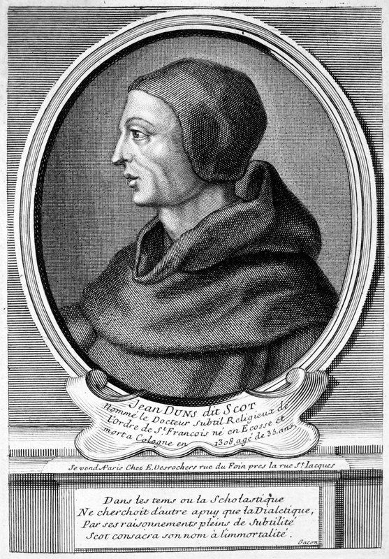 John Duns (Duns Scotus), İskoç Katolik rahip, filozof ve ilahiyatçı (gravür) by French School