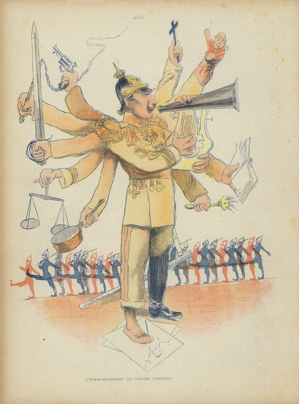 Kaiser Wilhelm II, Le Rire için illüstrasyon (renkli taş baskı) by French School