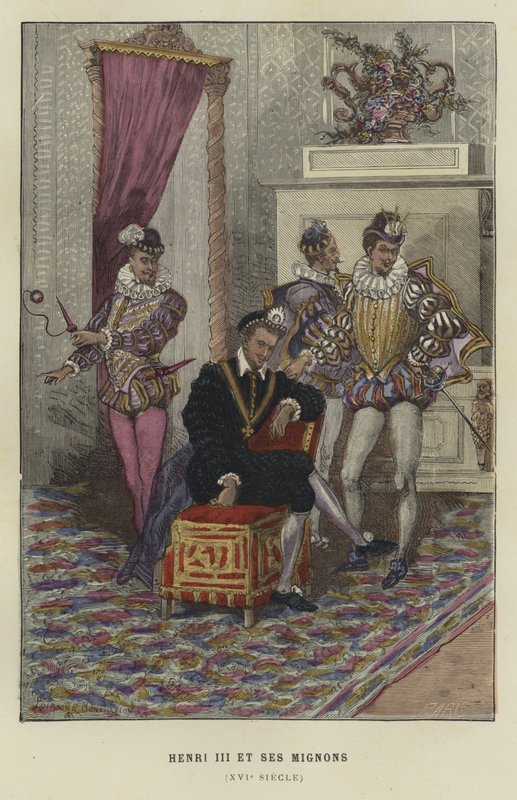 Fransa Kralı III. Henry ve favorileri, les Mignons, 16. yüzyıl by French School