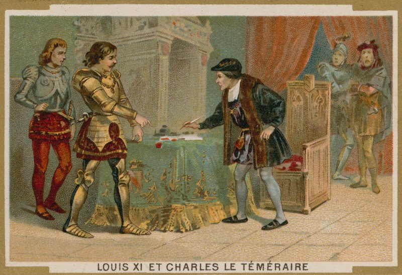 Fransa Kralı XI. Louis ve Cesur Charles, Burgonya Dükü by French School