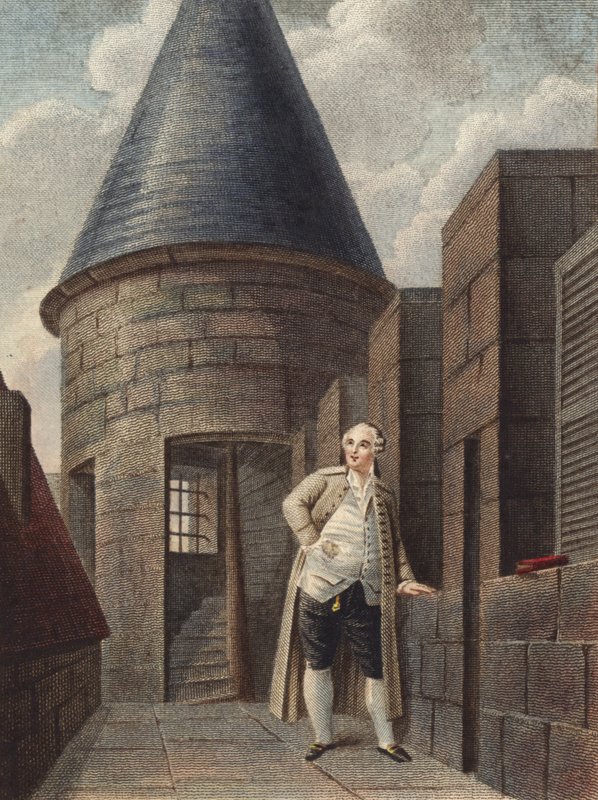 Fransa Kralı XVI. Louis, Paris'teki Tapınak Kulesi'nin çatısında by French School