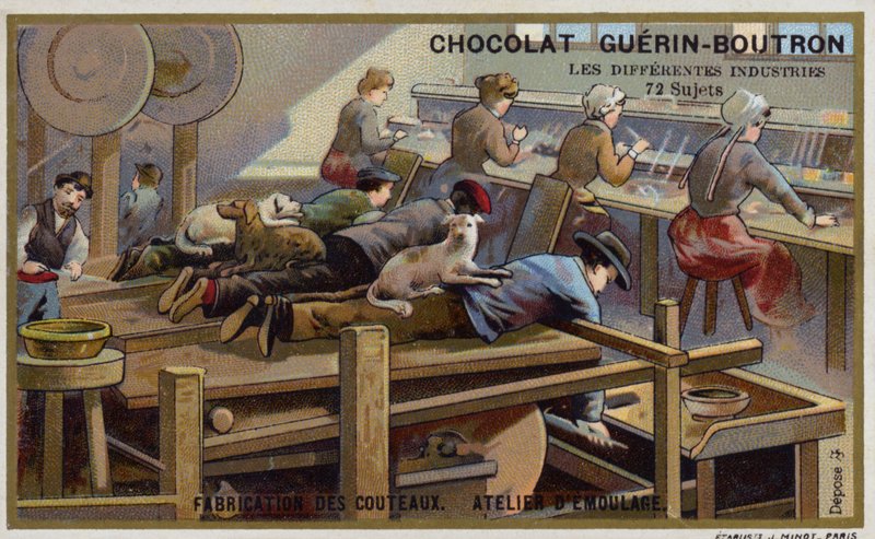 Bıçak imalatı. Bileme atölyesi (chromolitho) by French School