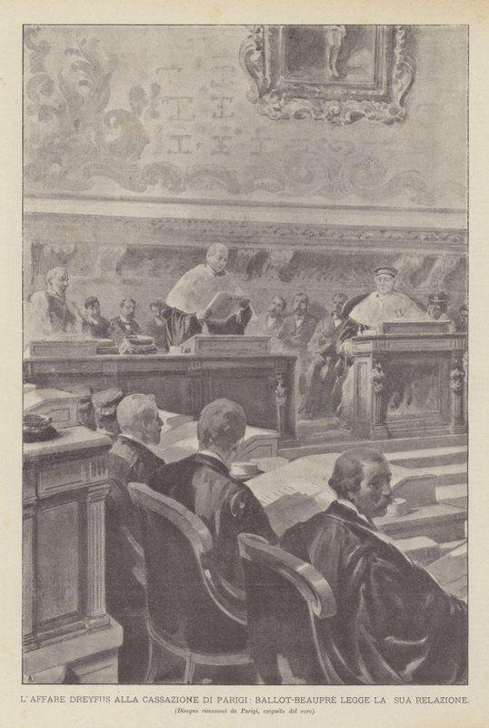 Paris Davasında Dreyfus Olayı, Ballot-Beaupre Raporunu Okuyor by French School