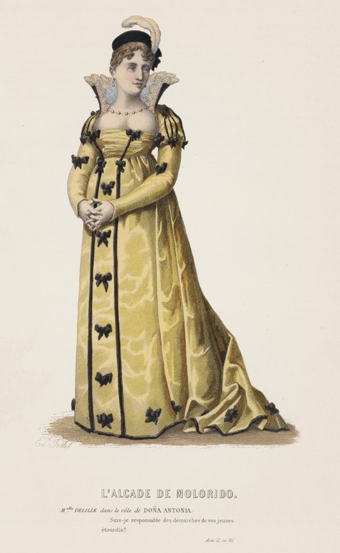 L'Alcade De Molorido, II. Perde, Sc VII (renkli gravür) by French School