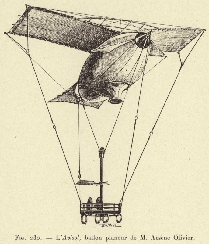 Avisol, M Arsene Olivier tarafından planör balon (gravür) by French School