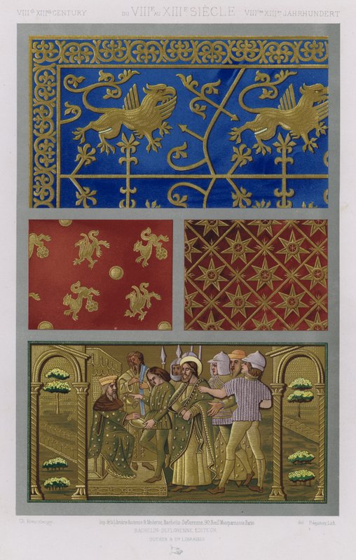 Kumaşların Süsü: VIII. XIII. Yüzyıl, du VIIIe au XIIIe Siecle, VIIItes XIIItes Jahrhunder (renkli lito) by French School