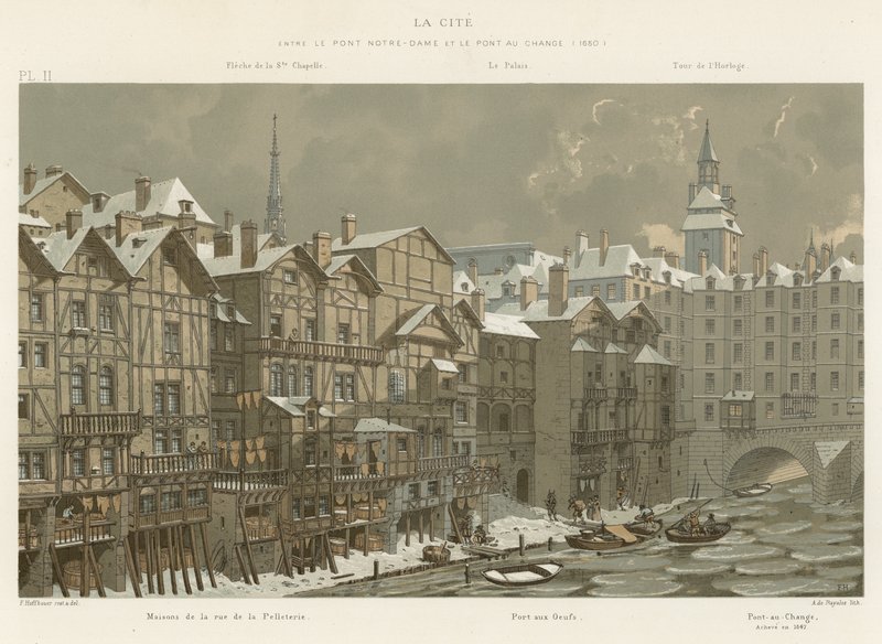 La Cite, Pont Notre-Dame ve Pont au Change arasında, 1650 by French School