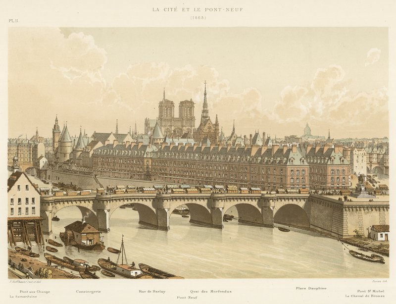 Şehir ve Pont-Neuf, 1665 by French School