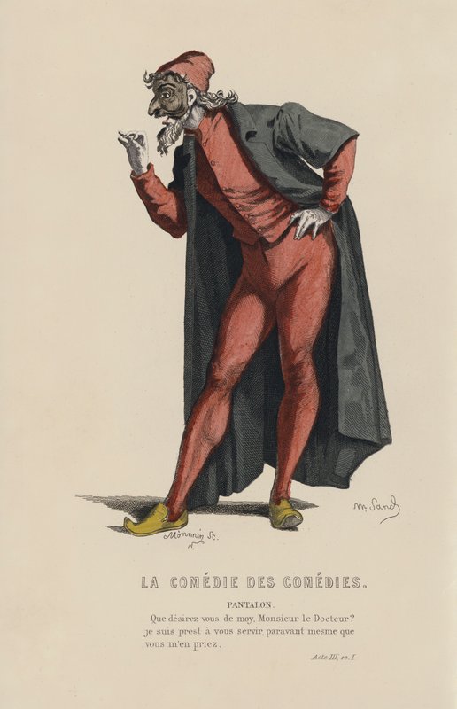 La Comedie Des Comedies, Pantalon (renkli gravür) by French School