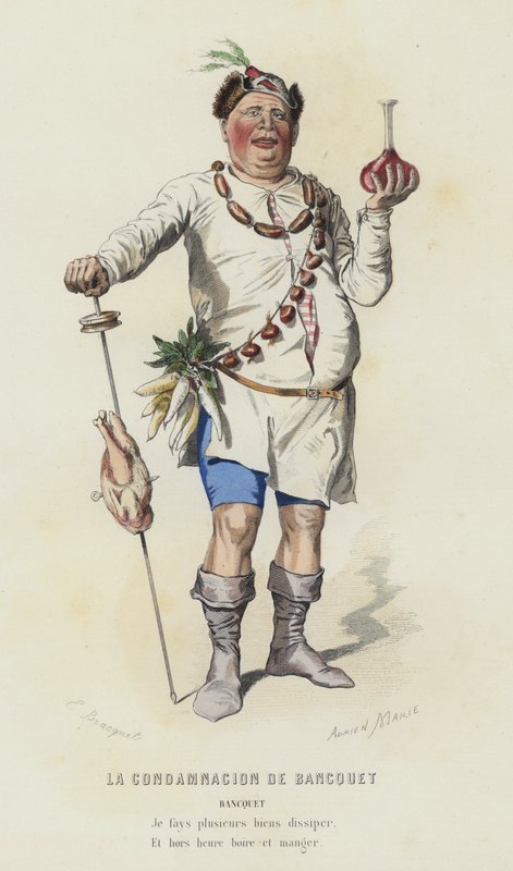 Ziyafet Kınama (renkli gravür) by French School