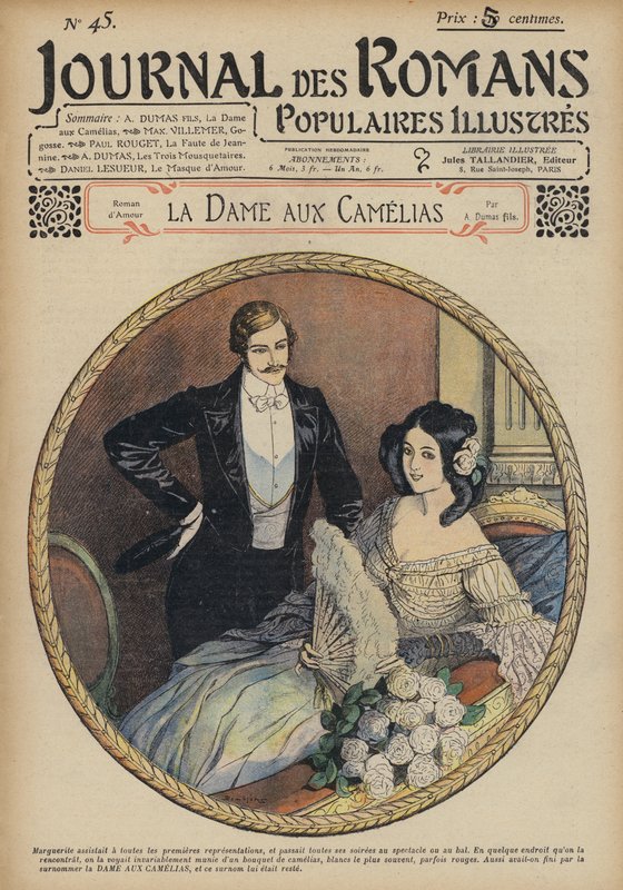 Alexandre Dumas fils tarafından yazılan La Dame Aux Camelias (renkli taş baskı) by French School